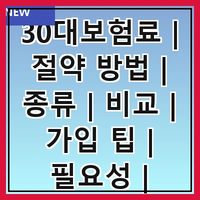 30대보험료 | 절약 방법 | 종류 | 비교 | 가입 팁 | 필요성 | 계산법 | 추천 상품