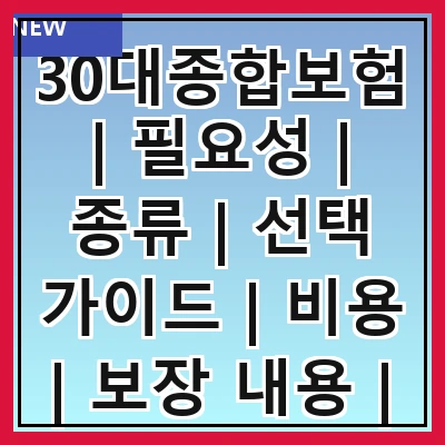 30대종합보험 | 필요성 | 종류 | 선택 가이드 | 비용 | 보장 내용 | 가입 방법 | 추천 상품