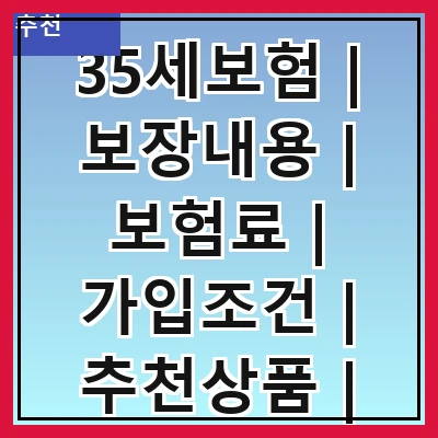 35세보험 | 보장내용 | 보험료 | 가입조건 | 추천상품 | 해지환급금 | 필요성 | 비교사이트