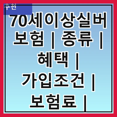 70세이상실버보험 | 종류 | 혜택 | 가입조건 | 보험료 | 추천상품 | 주의사항 | 비교방법