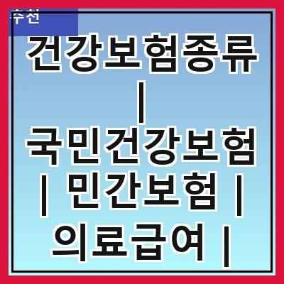 건강보험종류 | 국민건강보험 | 민간보험 | 의료급여 | 상해보험 | 실손보험 | 노인장기요양보험