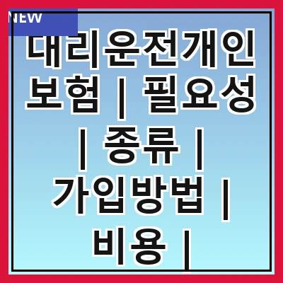 대리운전개인보험 | 필요성 | 종류 | 가입방법 | 비용 | 보장범위 | 주의사항 | 추천보험사 | 후기