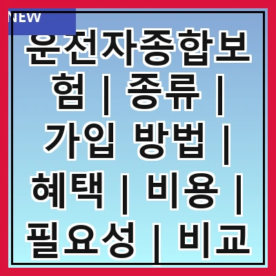 운전자종합보험 | 종류 | 가입 방법 | 혜택 | 비용 | 필요성 | 비교 | 추천
