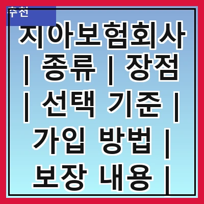 치아보험회사 | 종류 | 장점 | 선택 기준 | 가입 방법 | 보장 내용 | 보험료 비교 | 추천 회사 | 후기